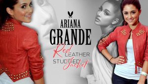 Ariana Grande Red Leather Studded Jacket