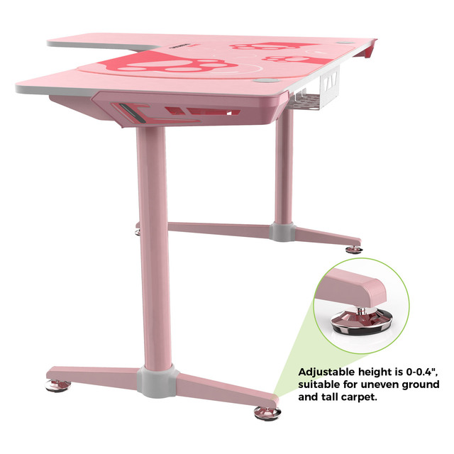 pink desk features