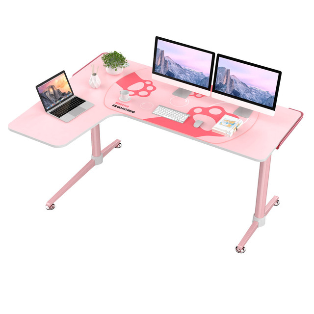pink desk features